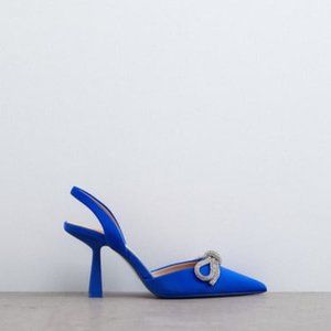 Zara blue heels with crystal bow